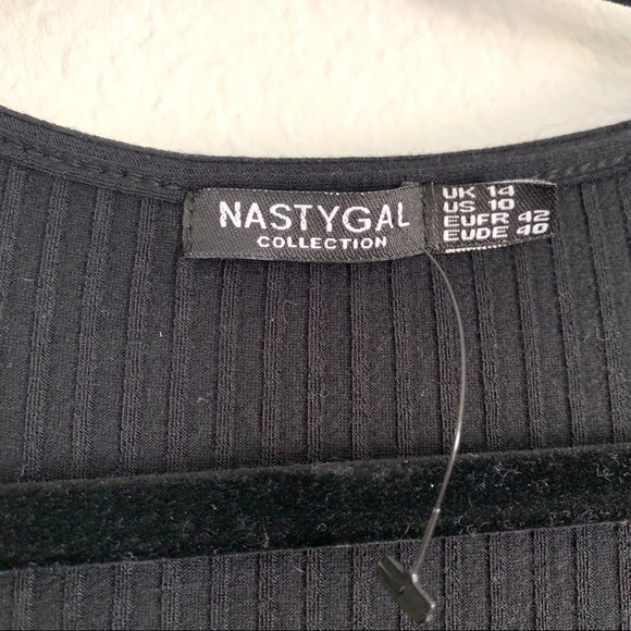 Nasty Gal black ribbed long sleeve mini dress 10 - Picture 3 of 8